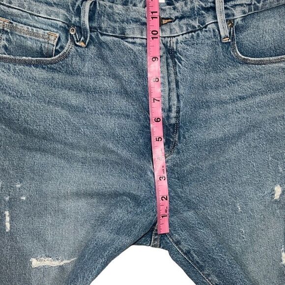Good American The Weekender Distressed Denim Jeans Indigo Straight Crop NEW 6/28 - Picture 8 of 8
